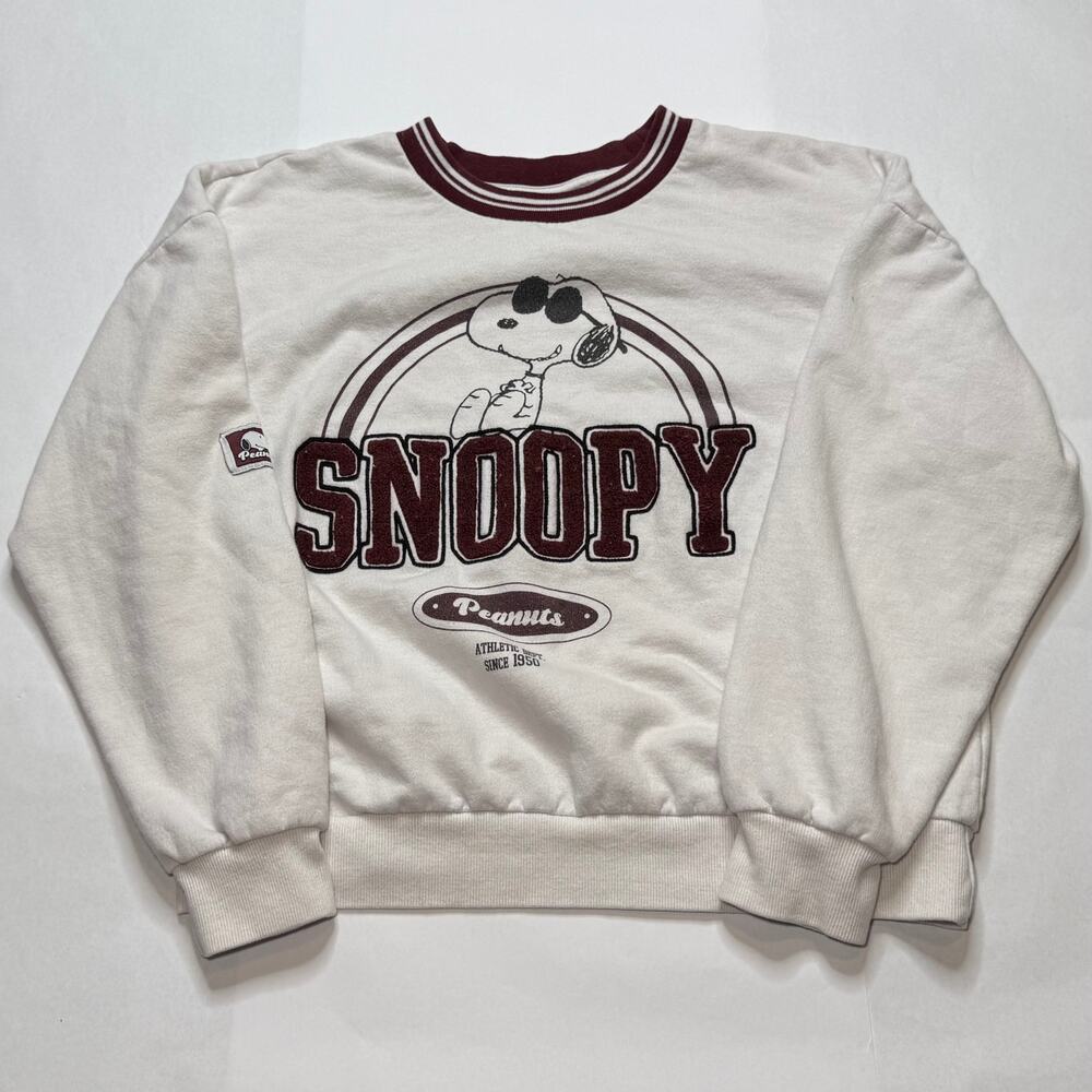 Womens Snoopy Peanuts varsity crewneck sweatshirt size Small